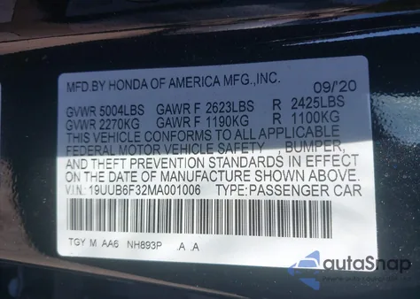 2021 Acura Tlx Standard z USA, uszkodzony, nr VIN 19UUB6F32MA001006
